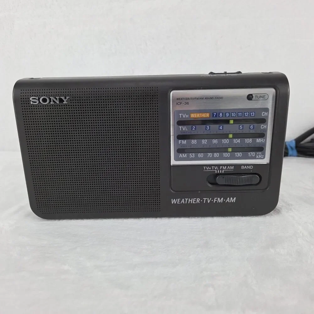 Vintage Sony ICF-36 Weather TV FM AM 4 Band Portable Radio Tested Working